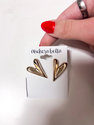 Gold Heart Design Earrings