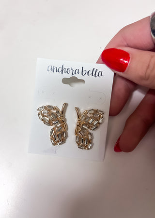 Butterfly Baguette Rhinestone Earrings