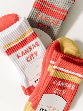 KC Socks - White / Red & Yellow