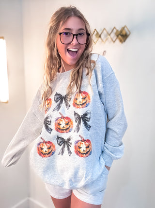 Halloween Coquette Sweatshirt - Gray