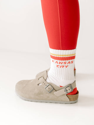 KC Socks - White / Red & Yellow