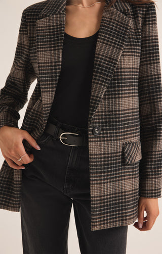 Kingston Relaxed Plaid Blazer - Latte