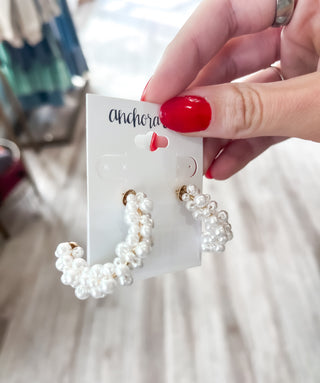 Pearl Beaded Hoop Earrings