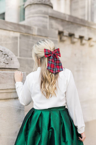 Tartan Lucy Bow Barrette | Black Tartan