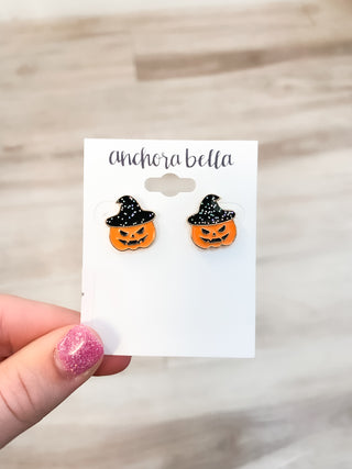 Superstitious Jack O Lantern Earring - Orange