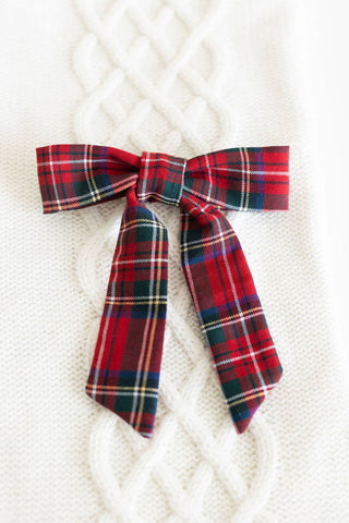 Tartan Emily Bow Barrette Clip | Red Tartan