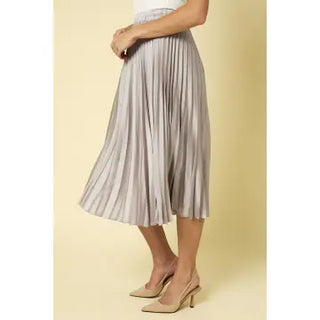 Sunburst Pleated Satin Skirt - Silver