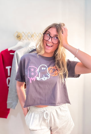 Boo Neon Cropped Tee - Ink