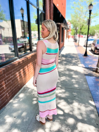 Ibiza Stripe Sweater Dress - Natural