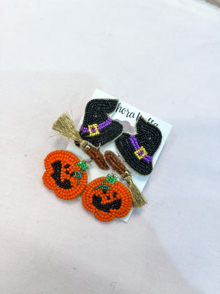 Halloween Broom & Witch Hat Earrings