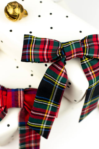 Tartan Emily Bow Barrette Clip | Red Tartan