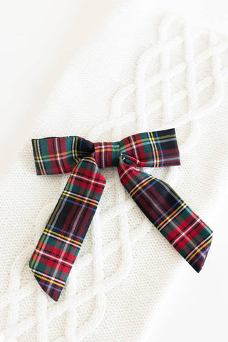 Tartan Emily Bow Barrette Clip | Red Tartan