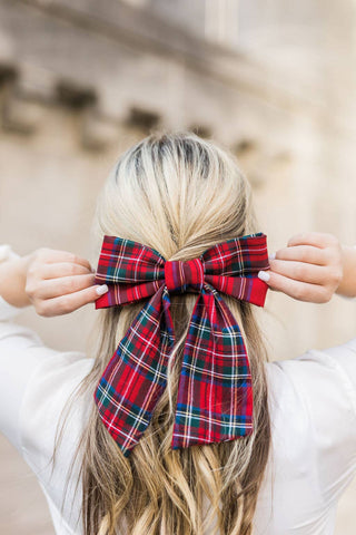 Tartan Lucy Bow Barrette | Black Tartan