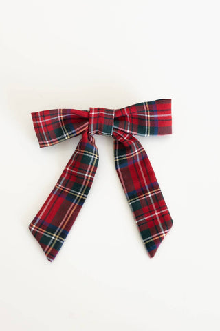 Tartan Emily Bow Barrette Clip | Red Tartan