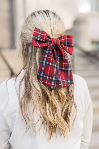 Tartan Lucy Bow Barrette | Black Tartan