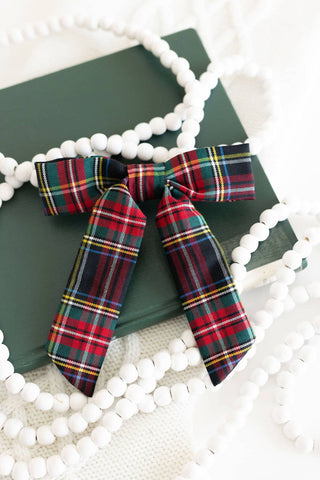 Tartan Emily Bow Barrette Clip | Red Tartan