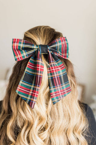 Tartan Lucy Bow Barrette | Black Tartan