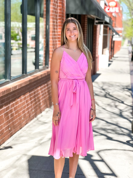 Pink dress and outlet nude shoes